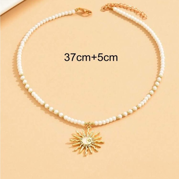 Beaded Necklace with Moon Charm - Picture 3 of 11